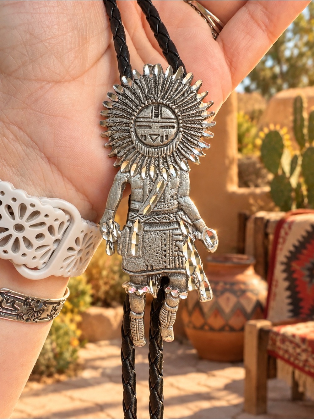 Sunface Kachina Sterling Silver Bolo